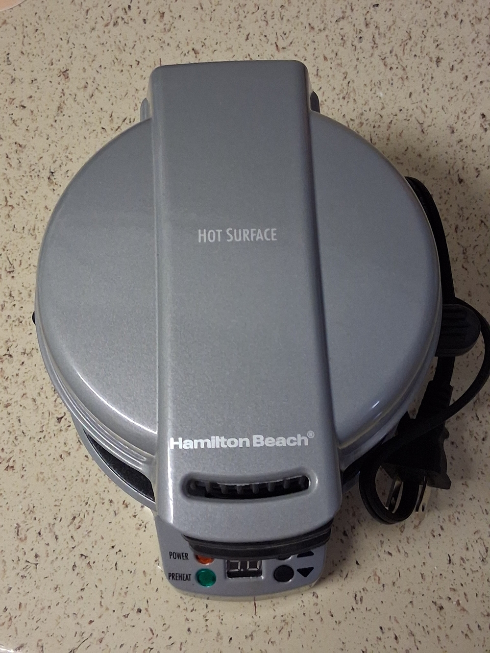 Hamilton Beach Silver Gray Portable Waffle Maker
